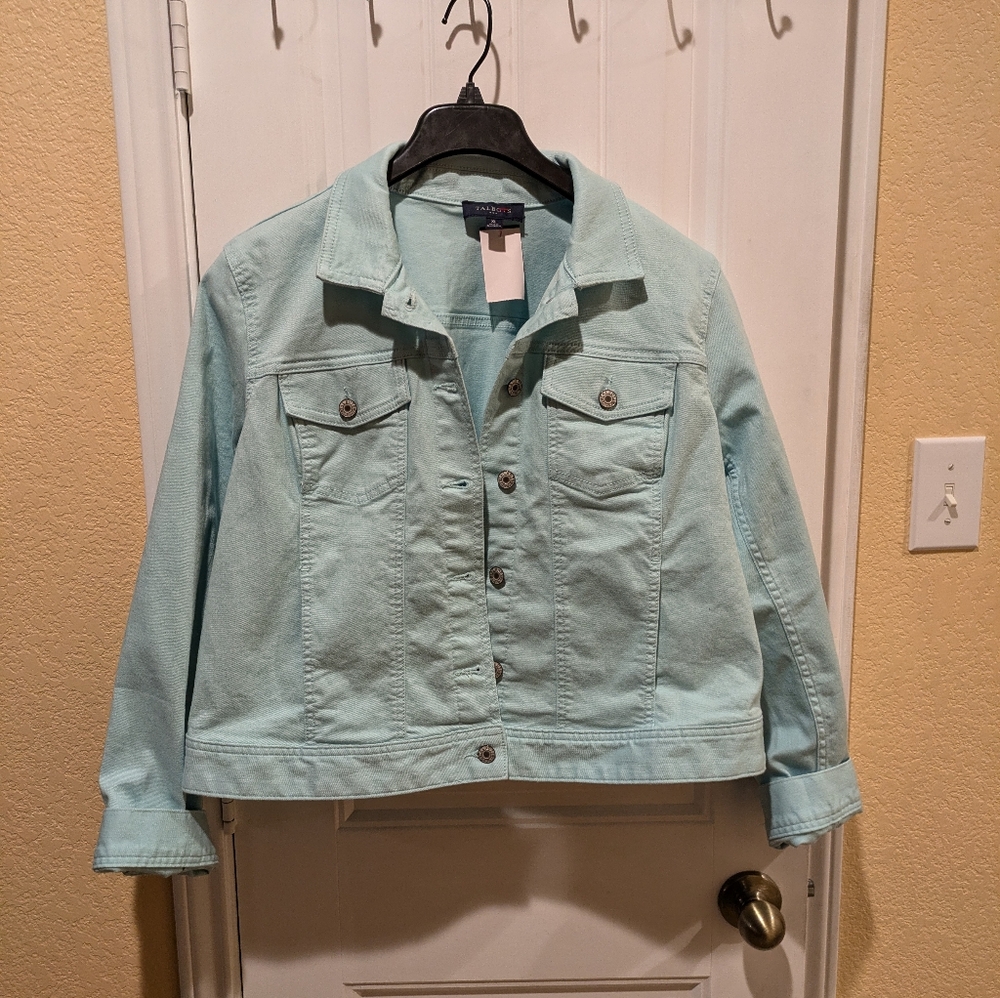 Talbots Stretch Jean Jacket   XL color Teal - Picture 4 of 16